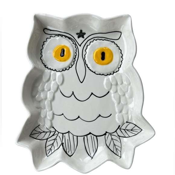 Anthropologie Francesca Kaye Halloween Magic Owl Dessert Plate New With Tags - Picture 2 of 6